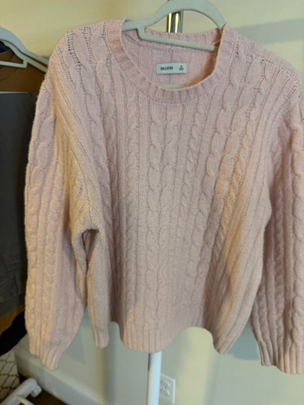 Hollister Oversized Chenille Cable Knit Sweater XS Blush Pink